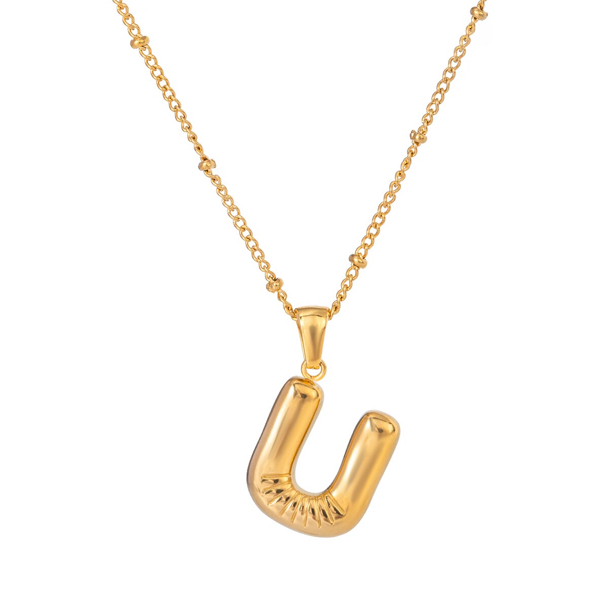 Gold color / 1 Piece Simple Casual Style Letter U Shape Stainless Steel 18K Gold Plated Women's Pendant Necklace Picture6